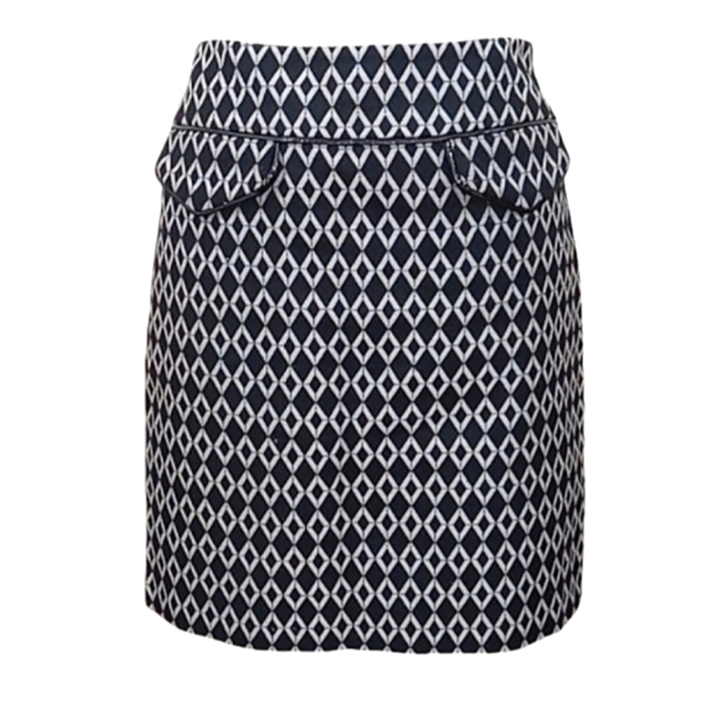 INC International Concepts Chainlink Skirt Black White Faux Leather Trim Sz 6 - Picture 3 of 12